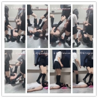 舞蹈队5女孩走人桥，踩灯芯狗舌刷靴子