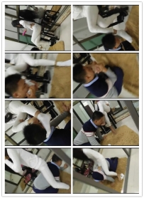 【艾彩原创】英英S白袜牛仔裤美女狠踩大叔